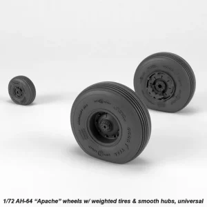 Top Vente Armory Models Group AW72335 AH-64 Apache wheels w/ weighted tires, smooth hubs