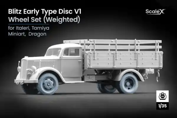 Top Vente ScaleX WW-35006S Opel Blitz - Early Type Disc V1 Weighted Wheel Set (3D-Printed / for Italeri, Tamiya, Miniart and Dragon Kits)