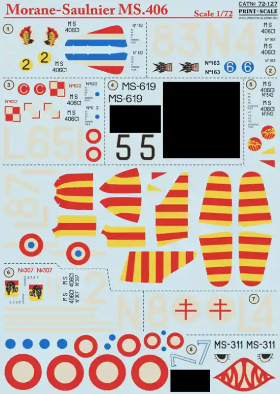 Print Scale 72-127 Morane-Saulnier MS.406 Offre Exclusive