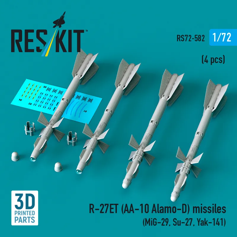 Affaire À Saisir RES/KIT 72-0582 R-27ET (AA-10 Alamo-D) Missiles (4 pcs / 3D Printed)