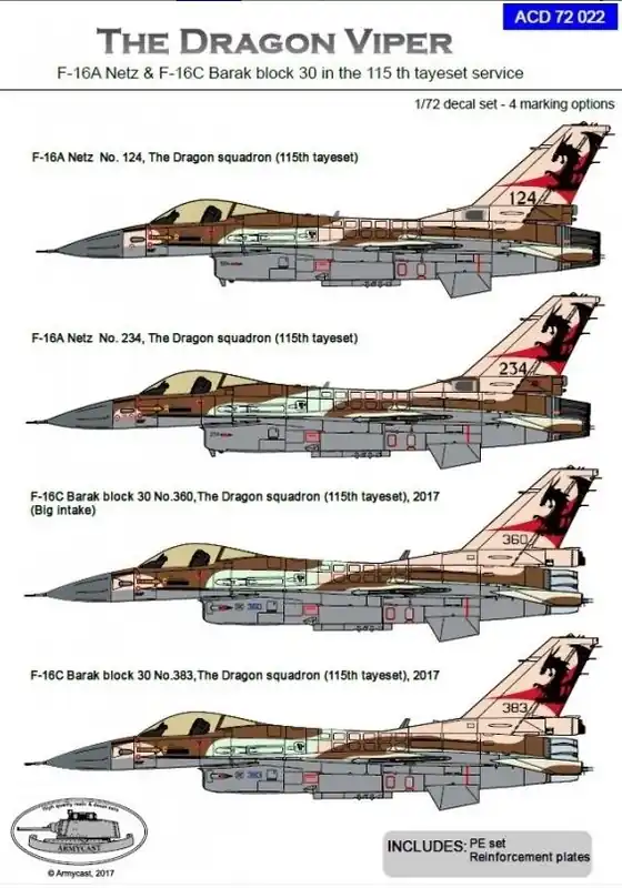 Promotion Armycast ACD72022 The Dragon Viper - F-16A Netz and F-16C Barak Block 30 In The 115th Tayeset Service