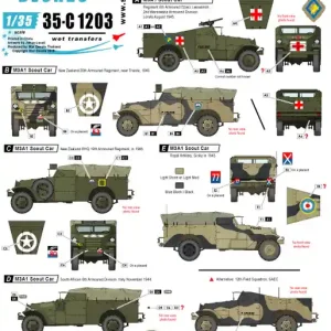DISCONTINUED Star-Decals 35-C1203 Allied M3A1 White Scout Car. Polish, NZ, South African and British M3A1s in Italy 1943-45. Petit Prix