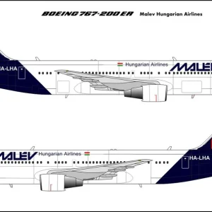 Certifié BSmodelle 144554 Boeing 767-200 - Malev Decal