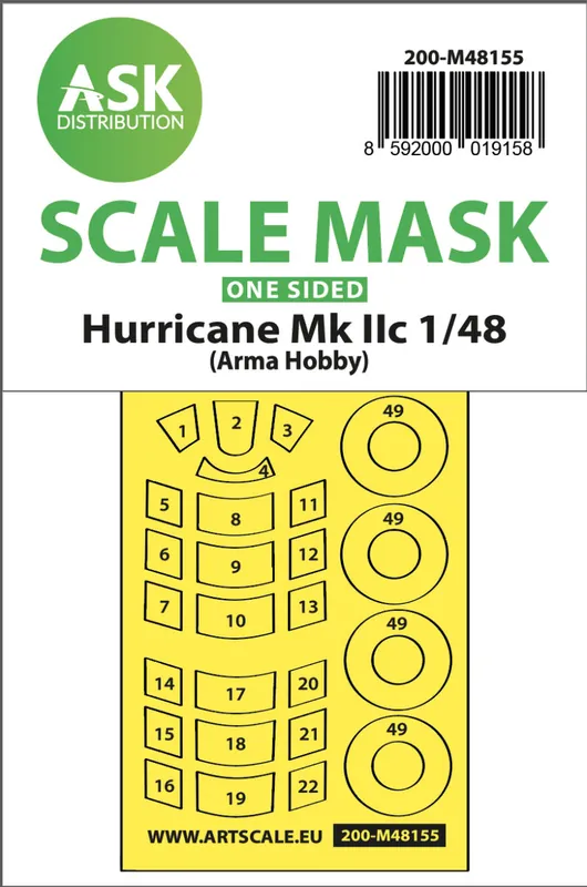 Art Scale Kit M48155 Hawker Hurricane Mk.II One-Sided Express Mask For Arma Hobby Usine Directe