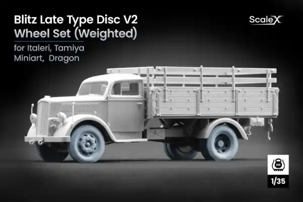 Satisfait Ou Remboursé ScaleX WW-35009S Opel Blitz - Late Type Disc V2 Weighted Wheel Set (3D-Printed / for Italeri, Tamiya, Miniart and Dragon Kits)