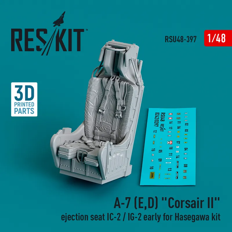 RES/KIT U48-0397 A-7 (E, D) ‘Corsair II‘ Ejection Seat IC-2 / IG-2 Early For Hasegawa Kit (3D Printed) Petit Prix