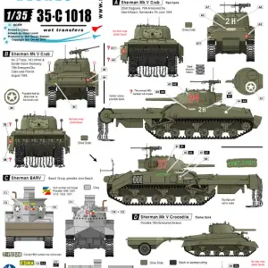 Offre Spéciale Star-Decals 35-C1018 British Special Shermans. BARV, Crab and Crocodile Shermans.