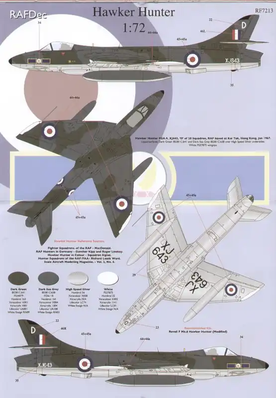 Affaire À Saisir Rafdec RF7213 Hawker Hunters (8 schemes)