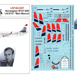 Lima November Decals 144-547 Boeing 737-800 - Norwegian LN-DYC "Max Manus" Commande En Gros