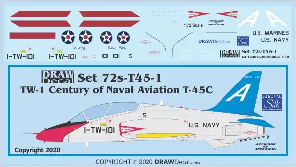 Must-Have Draw Decal 72-T45-01 McDonnell Douglas T-45 C Goshawk - TW-1 Centennial - Blue