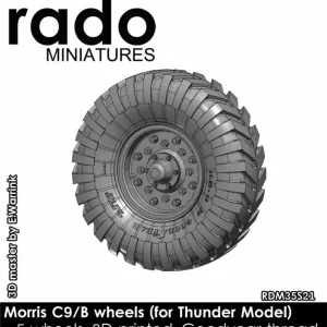 Bon Plan Rado Miniatures 35S21 Morris C9/B Wheels For Thunder Model (5pcs, Goodyear Thread)