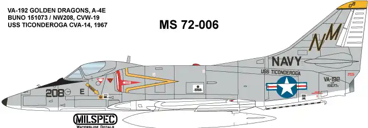 Bon Marché Milspec 72006 Douglas A-4 E Skyhawk - VA-192 Golden Dragons (1967) USS Ticonderoga