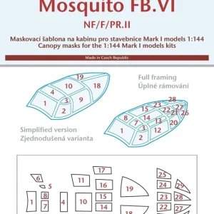 Peewit 144043 Canopy Mask For Mosquito FB. VI (For Mark I Models Kits) Prix Promo