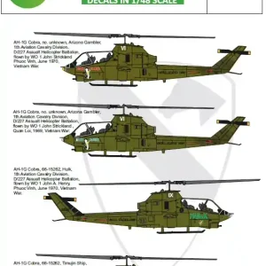 Vente Directe Art Scale Kit D48015 Bell AH-1G Cobra 1th Aviation Helicopter Cavalery D/227 AHB part 1
