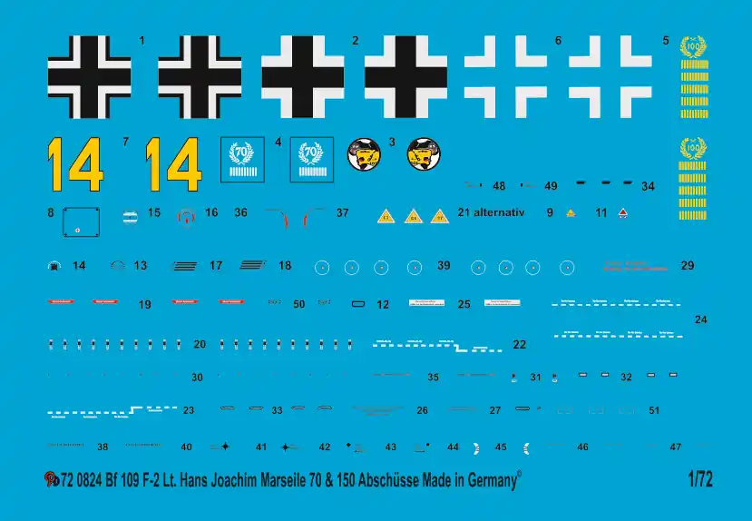 Peddinghaus-Decals 0824 Bf 109 F 2 Hans Joachim Marseile Africa 3/JG 27 Martuba, Libya Super Prix