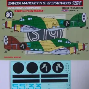 Kora Models Dec72364 Decals SM.79 Sparviero in Spain Vol.3 Prix Promo