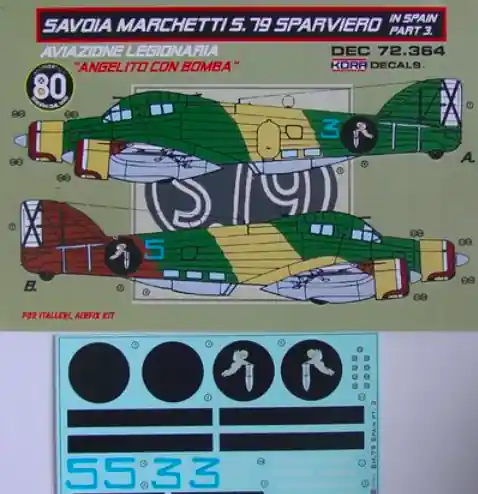 Kora Models Dec72364 Decals SM.79 Sparviero in Spain Vol.3 Prix Promo