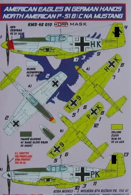 Retour Gratuit Kora Models KMD48010 North American P-51B/C Mustang Luftwaffe