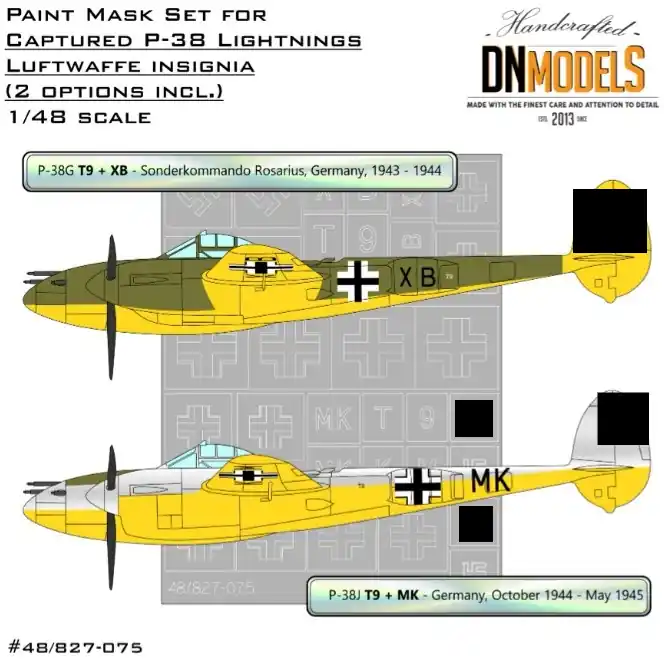 Promotion DN Models 48-827-075 Captured P-38 Lightnings - Luftwaffe Insignia Paint Mask Set