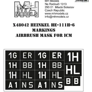 Commander Vite MH Models X48042 Heinkel He-111H-6 Markings Airbrush mask
