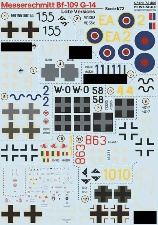 Print Scale 72-406 Messerschmitt Bf-109 G-14 Late. Dernière Chance