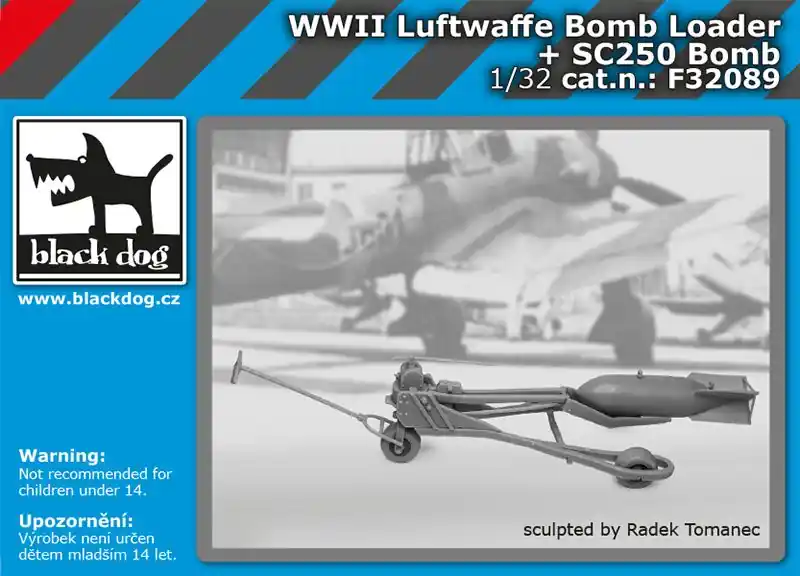 Top Vente Black Dog F32089 WWII Luft.bomb loader +SC250 bomb