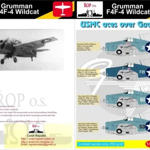 Ropos Models MNFDL72039 Grumman F4F-4 Wildcat - USMC aces over Guadalcanal Authentique
