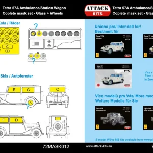 Offre Spéciale Attack 72MA012 Tatra T57A Ambulance / Station Wagon - Complete Mask Set (glass plus wheels)