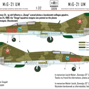 HAD Models 32078 MiG-21 UM5091 Dongó csillaggal Offre Spéciale