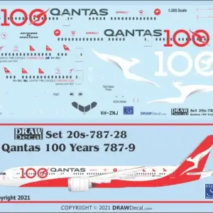 Achetez Aujourd'hui Draw Decal 20-787-28 Boeing 787-9 Dreamliner - Qantas 100 Years