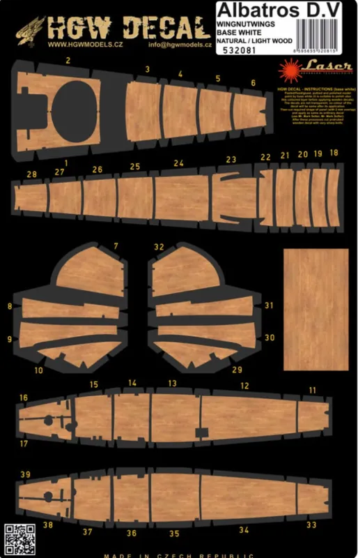 Satisfait Ou Remboursé HGW Models 532081 Albatros D.V / D.Va - Natural Light Wood Panels (for Wingnut Wings kits)