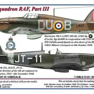 AML C8031 312 th Squadron RAF Part III - 2 decal version Hurricane Mk.I and Spitfire LF Mk.IXe Certifié