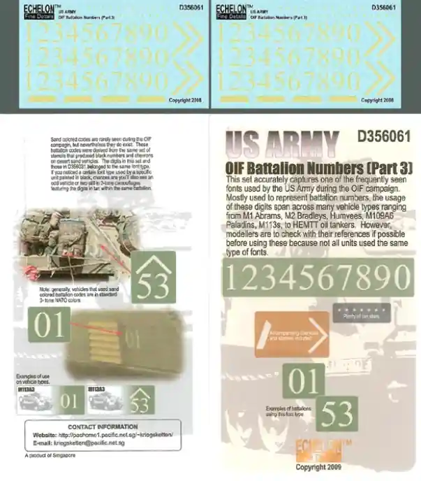Echelon Fine Details D356061 US ARMY OIF Battalion Numbers Part 3 Nouvel Arrivage