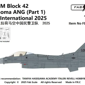 Offre Limitée Fab Scale FD72099 Lockheed Martin F-16 CM Block 42 - Oklahoma ANG Tulsa 2025 / Part 1 (Photo-etched Parts Included)