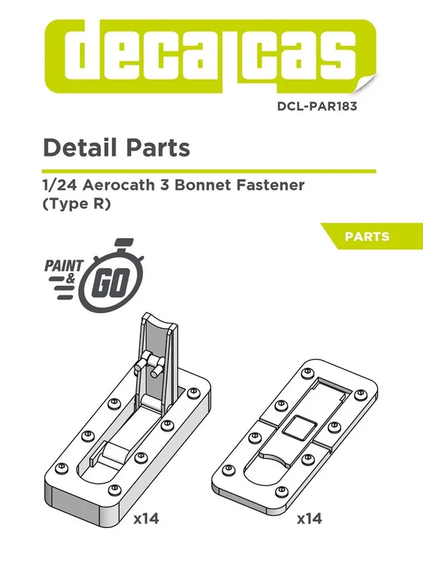 Expédition Rapide Decalcas PAR183 Aerocath 3 Bonnet Fastener 3D-Printed (Type R / 14 + 14 pcs)