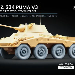 Bon Marché ScaleX WW-35012S Sd.Kfz. 234 Puma - v3 Weighted Wheel Set (for MiniArt / Dragon / RFM / AK and Italeri Kits / 3D-Printed)