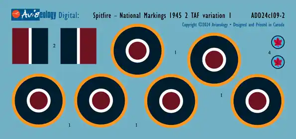Promotion Saisonnière Aviaeology ADD24C109-1 Supermarine Spitfire - Late National Markings / Standard with Type B Upper Wing Roundels