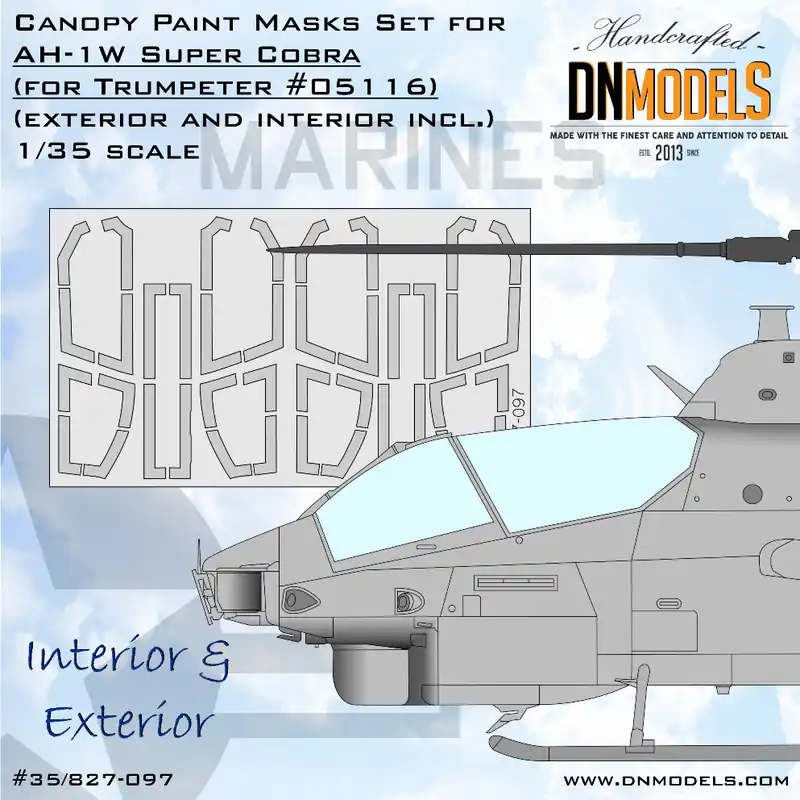 DN Models 35-827-097 Bell AH-1 W Super Cobra - Canopy Paint Mask Set (for Trumpeter 05116 Kit) Marque