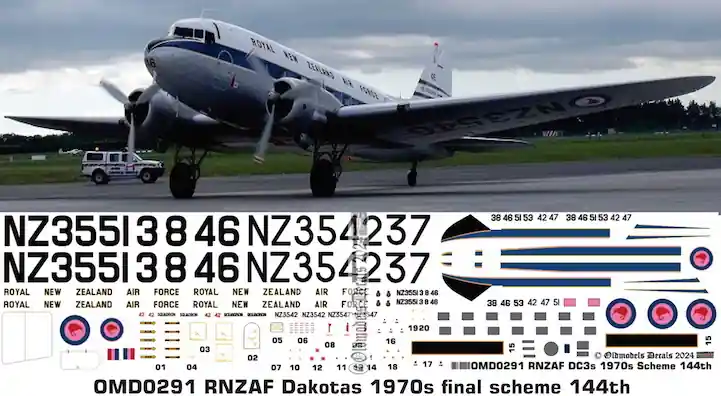 Promotion Saisonnière Old models Decals 0291 Douglas DC3 Dakota - RNZAF 1970s Final Scheme