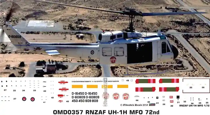 Vente Directe Old models Decals 0357 Bell UH-1 H Iroquois - RNZAF MFO Scheme