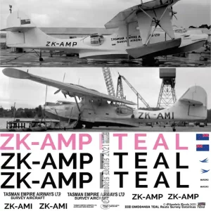 Achat Immédiat Old models Decals 0448A Consolidated Catalinas - Tasman Empire Airways Ltd (TEAL) Route Survey (ZK-AMP and ZK-AMI)