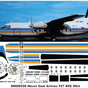 Expédié Aujourd'hui Old models Decals 0538 Fokker F27 - Mount Cook Airlines