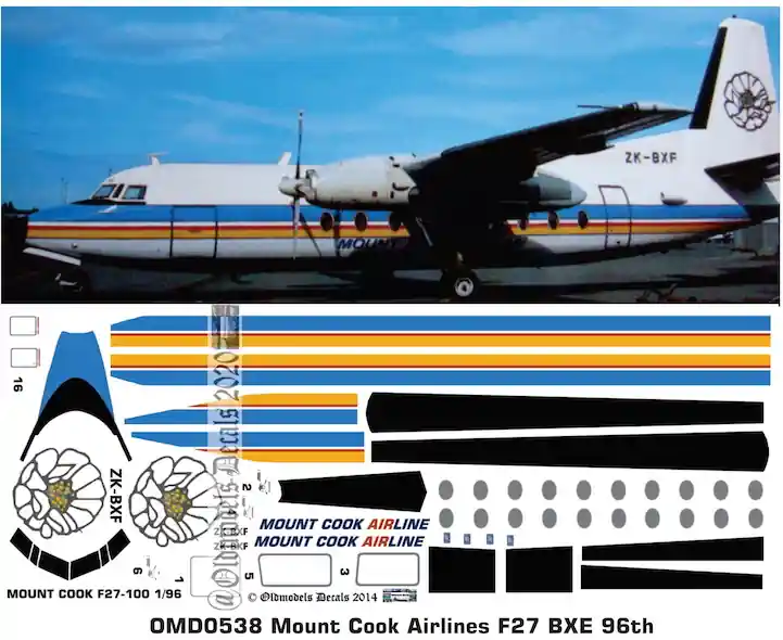 Expédié Aujourd'hui Old models Decals 0538 Fokker F27 - Mount Cook Airlines