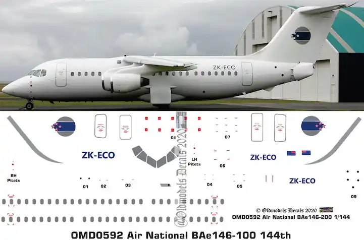 Promotion Saisonnière Old models Decals 0592 BAe146-200 - Air National