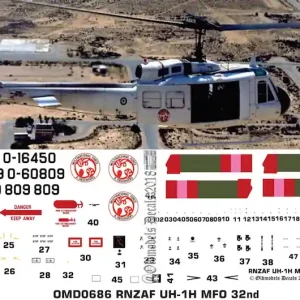 Pas Cher Old models Decals 0686 Bell UH-1 D/H Iroquois - RNZAF MFO Scheme
