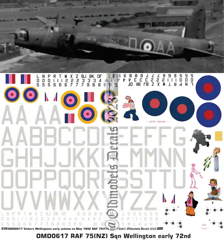 Promotion Saisonnière Old models Decals 0617 Vickers Wellingtons - RAF 75(NZ) Sqn Early Scheme
