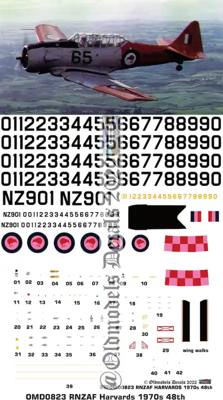Prix Cassé Old models Decals 0823 North American Harvard - RNZAF 1970s Scheme