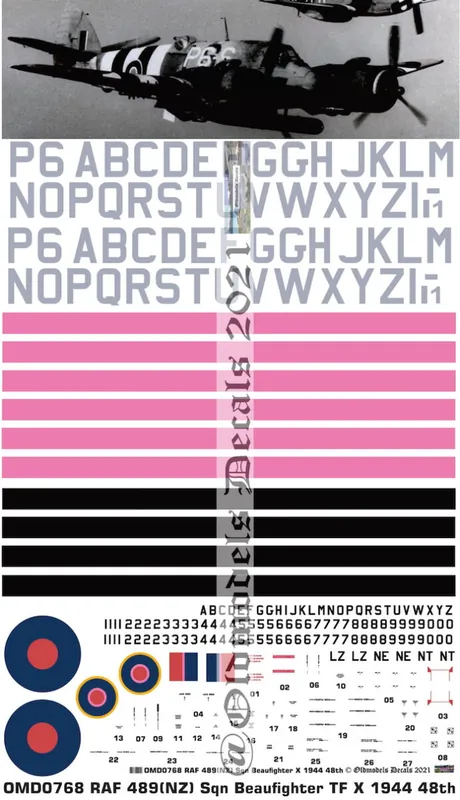 Old models Decals 0768 Bristol Beaufighter Mk.X - RAF 489 (NZ) Sqn 1944 Scheme Authentique