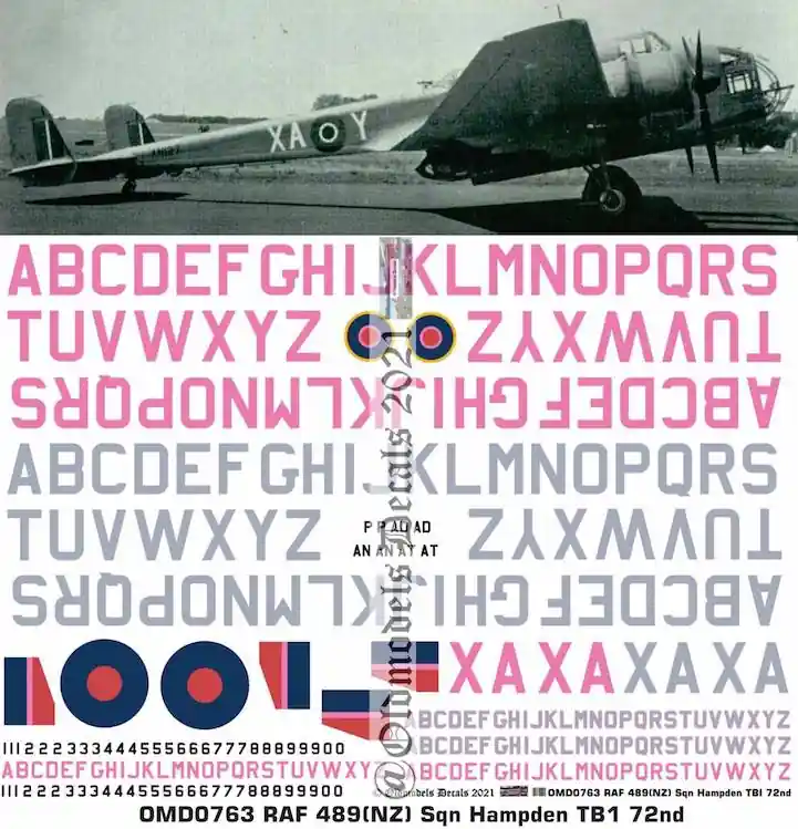 Bon Plan Old models Decals 0763 Handley Page Hampden TB1 - RAF 489 (NZ) Sqn