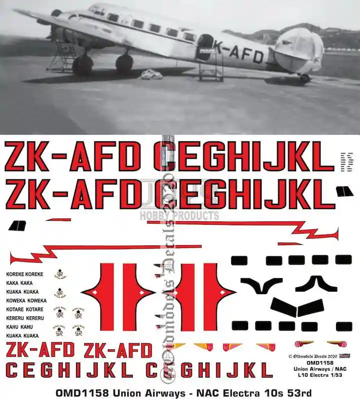 Old models Decals 1158 Lockheed L-10 Electra - Union Airways (NAC) Pas Cher